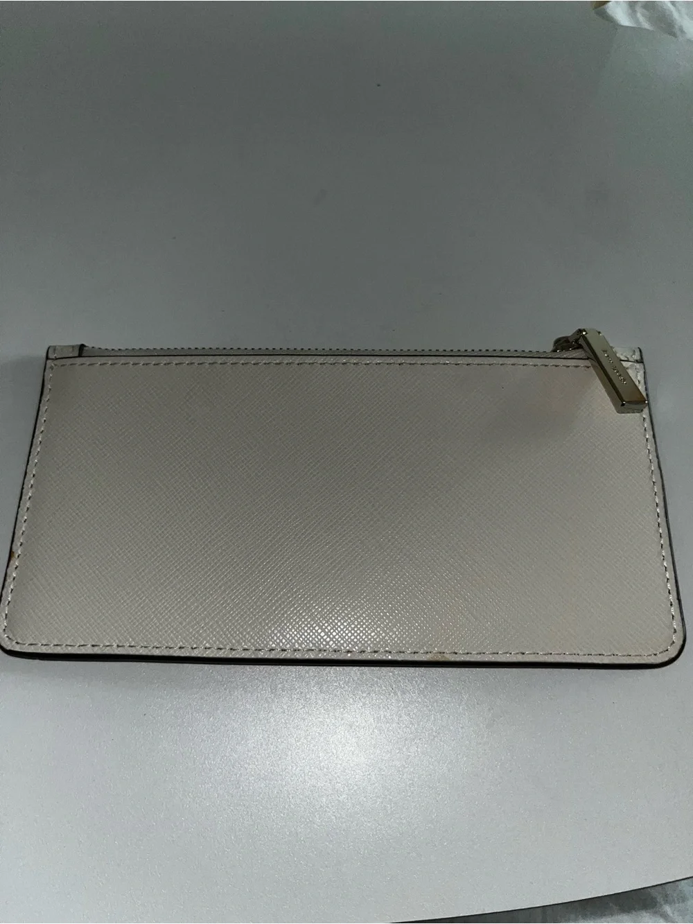 Kate Spade Cream Saffiano Zip Card Pouch Wallet